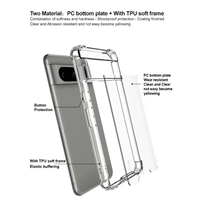 IMAK For Google Pixel 8 Case Transparent PC+TPU Protective Phone Cover - 3