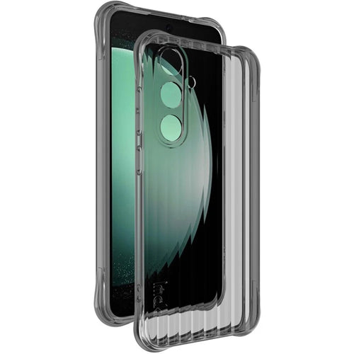 IMAK For Samsung Galaxy S24 FE Case TPU Phone Cover Corrugated Texture - Transparent Black - 1