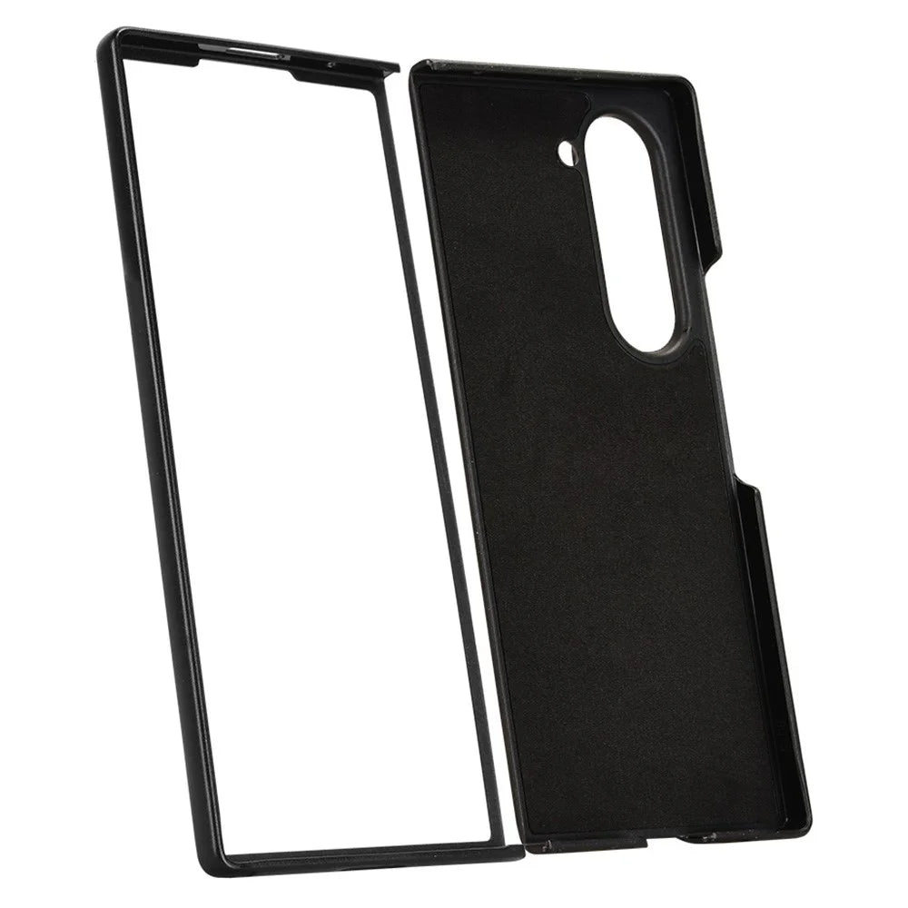 For Samsung Galaxy Z Fold6 5G Case Retro Leather Coated PC Phone Cover with Pens Slot - Blue - 6