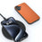 For iPhone 16 Plus Case Anti-Scratch Leather Coated TPU+PC Phone Cover - Orange - 2