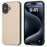 For iPhone 16 Case PU Leather Coated TPU+PC Phone Cover with Black Edge - Light Yellow - 1