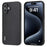 ABEEL For iPhone 16 Plus Case Genuine Cow Leather+PC+TPU Protective Phone Cover - Black - 1