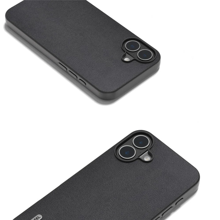 ABEEL For iPhone 16 Plus Case Genuine Cow Leather+PC+TPU Protective Phone Cover - Black - 4