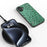 ABEEL For iPhone 16 Plus Case Ostrich Texture Genuine Cow Leather Back Phone Cover - Green - 3