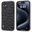 ABEEL For iPhone 16 Case Genuine Cow Leather+PC+TPU Phone Cover Ostrich Texture - Black - 1