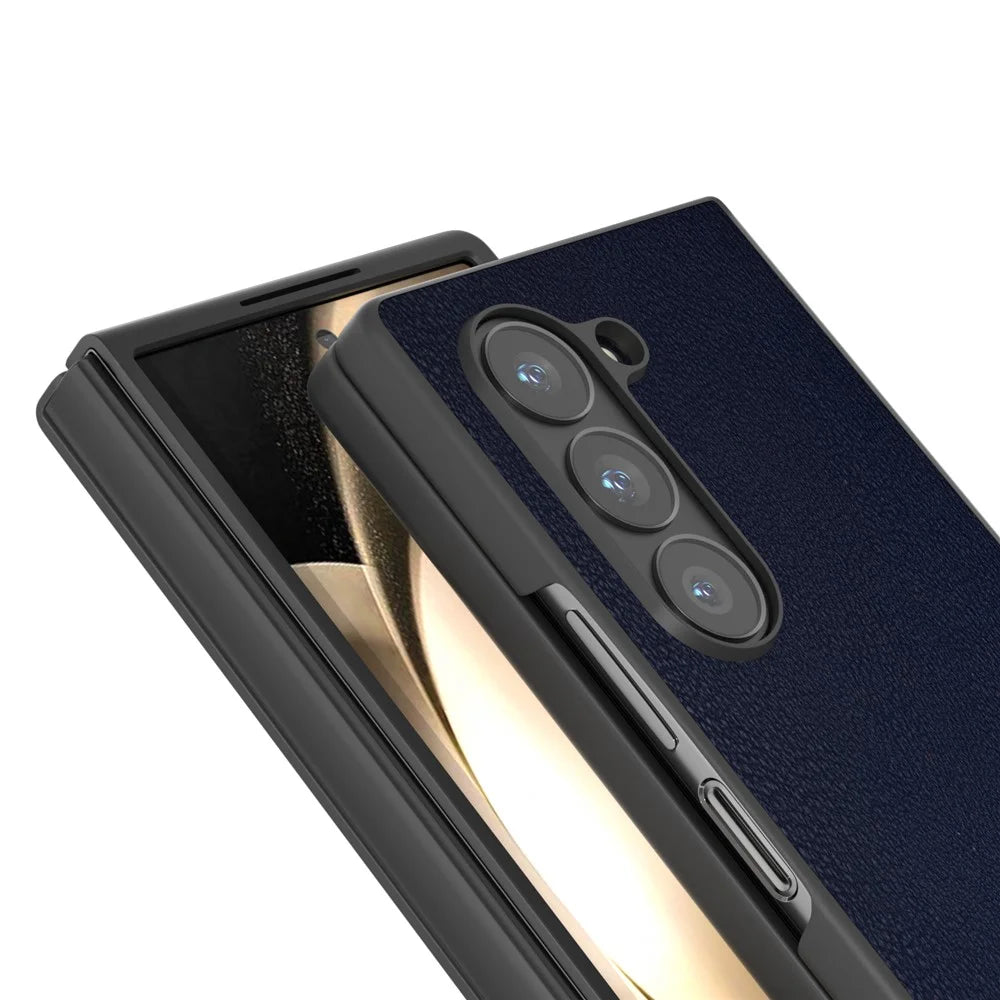 For Samsung Galaxy Z Fold6 5G Case PU Leather Coated PC Protective Phone Cover - Blue - 2