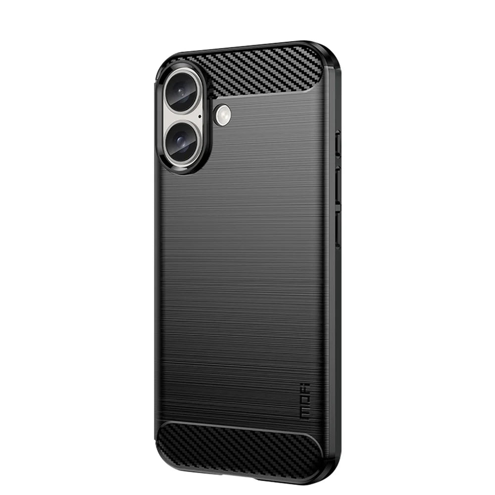 MOFI JK TPU Series-1 For iPhone 16 TPU Case Brushed Carbon Fiber Texture Phone Cover - Black - 2
