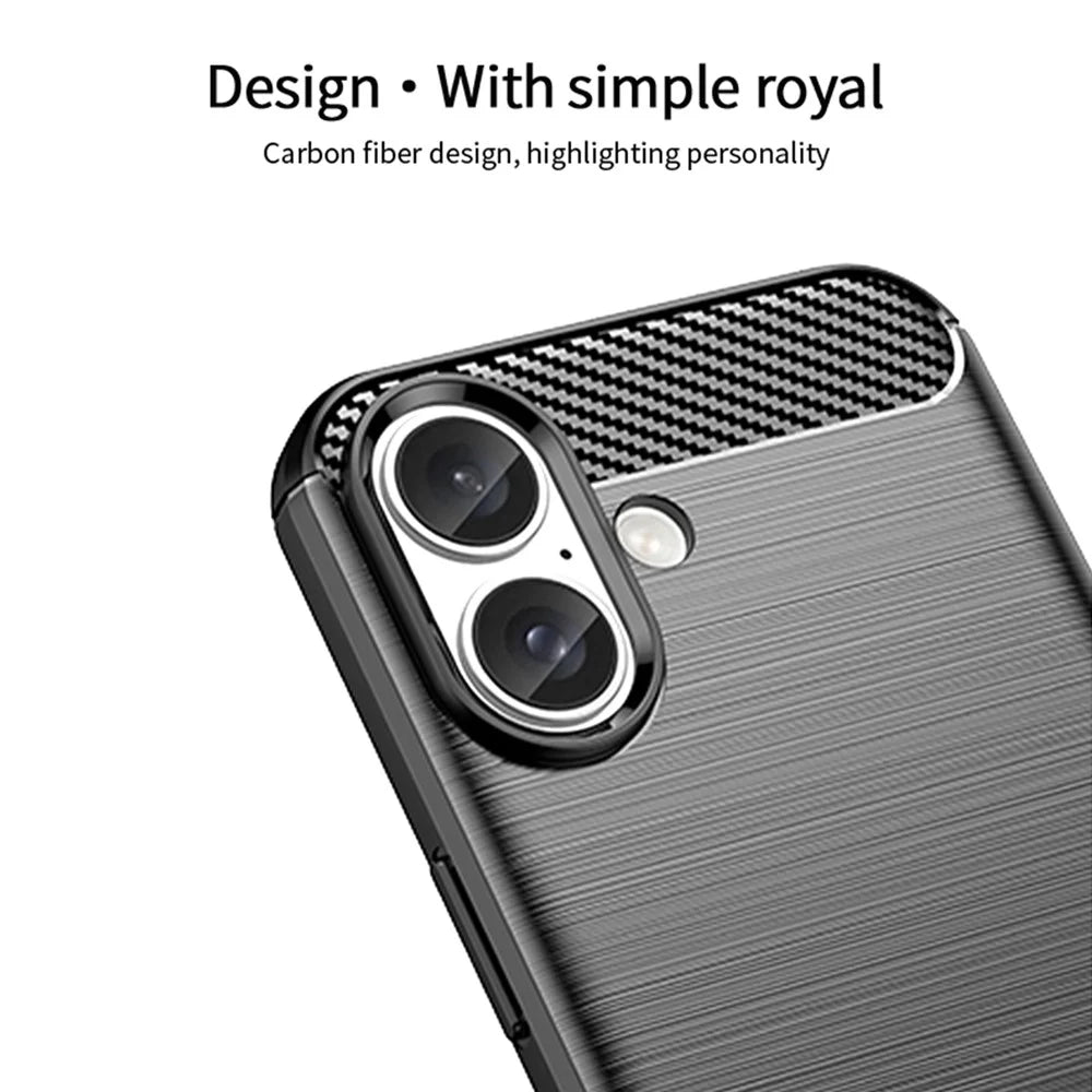 MOFI JK TPU Series-1 For iPhone 16 TPU Case Brushed Carbon Fiber Texture Phone Cover - Black - 4