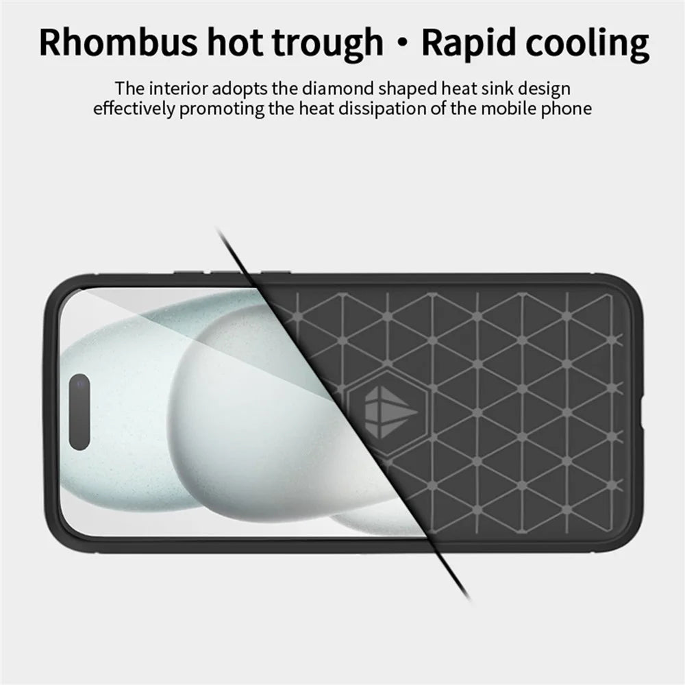 MOFI JK TPU Series-1 For iPhone 16 TPU Case Brushed Carbon Fiber Texture Phone Cover - Black - 6