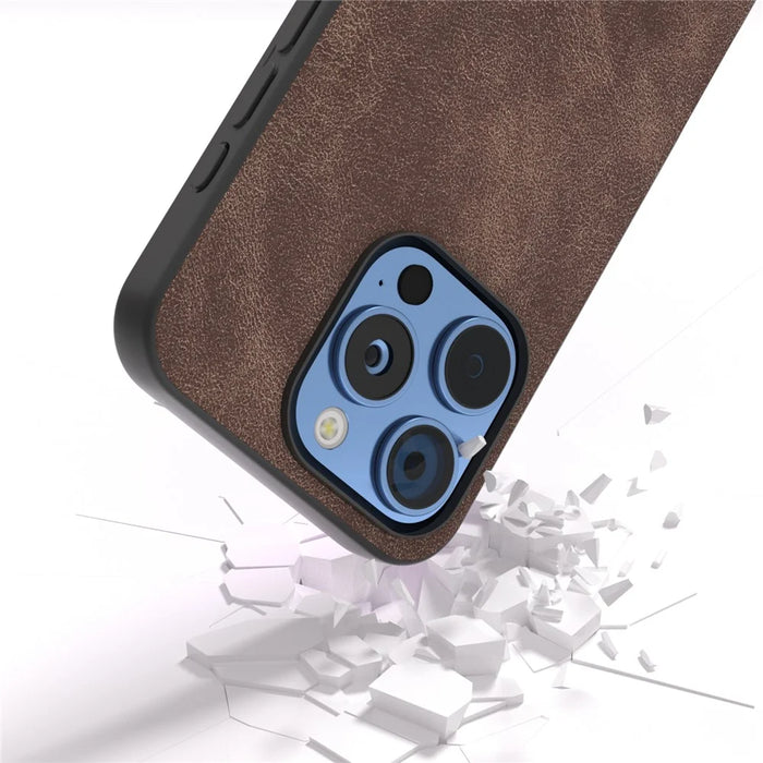 For iPhone 16 Pro Max Case PU Leather PC TPU Hybrid Phone Cover - Coffee - 2