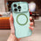 For iPhone 16 Pro Magnetic Case Curly Frame Design TPU Phone Cover Aesthetic Heart Pattern - Green - 1