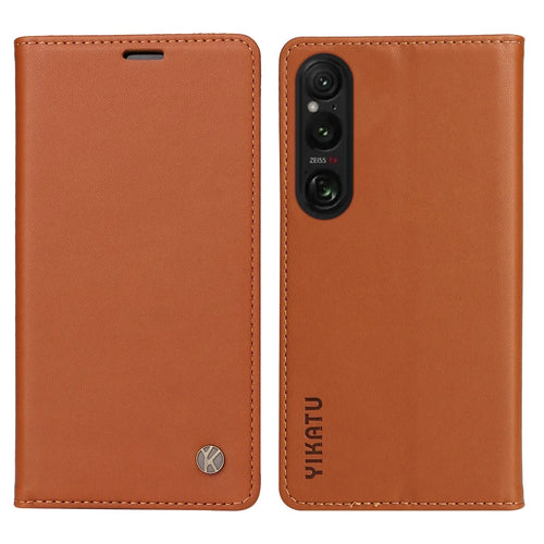 YIKATU YK-001 For Sony Xperia 1 VI Case Card Slot Stand Leather Phone Cover Wallet - Brown - 1