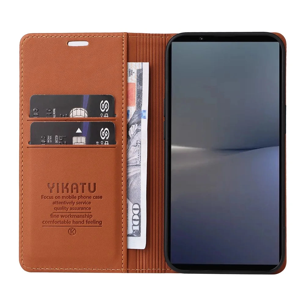 YIKATU YK-001 For Sony Xperia 1 VI Case Card Slot Stand Leather Phone Cover Wallet - Brown - 2