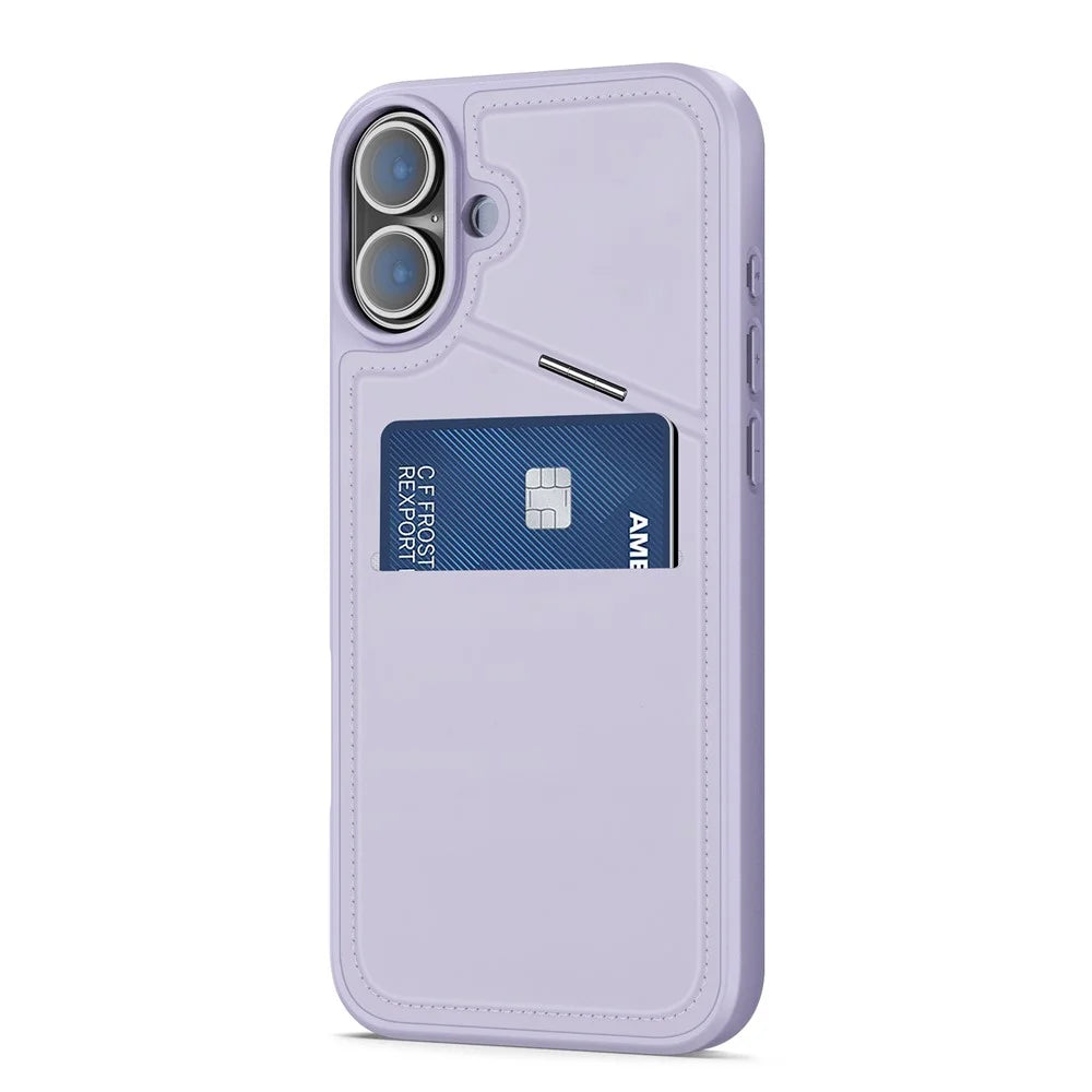 DUX DUCIS Rafi II Series for iPhone 16 Plus Magnetic Phone Case Card Holder Leather Back Cover - Purple - 2