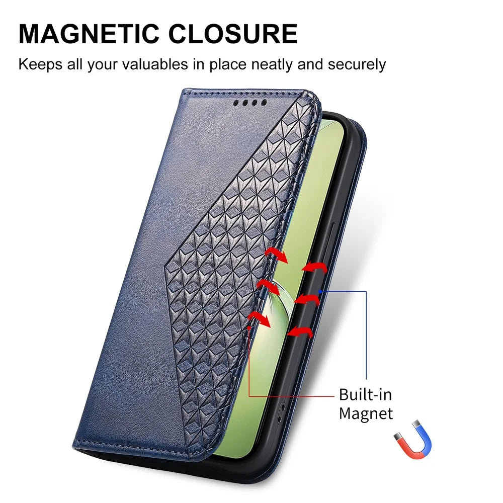 For Oppo K12x 5G (China) / OnePlus Nord CE4 Lite 5G Phone Case Calf Texture PU Leather Wallet Cover with Strap - Blue - 5