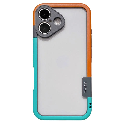 WOLMTT For iPhone 16 Plus Case PC+TPU Phone Cover Dual Color Frame Aesthetic Design - Blue+Orange - 1