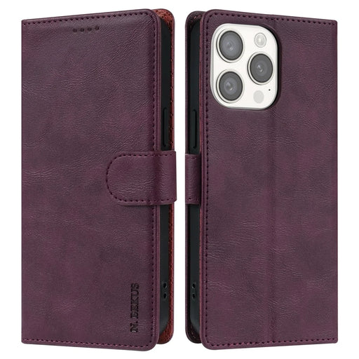 N.BEKUS CSJ-001 For iPhone 16 Pro Wallet Case PU Leather Cover with Stand - Wine Red - 1