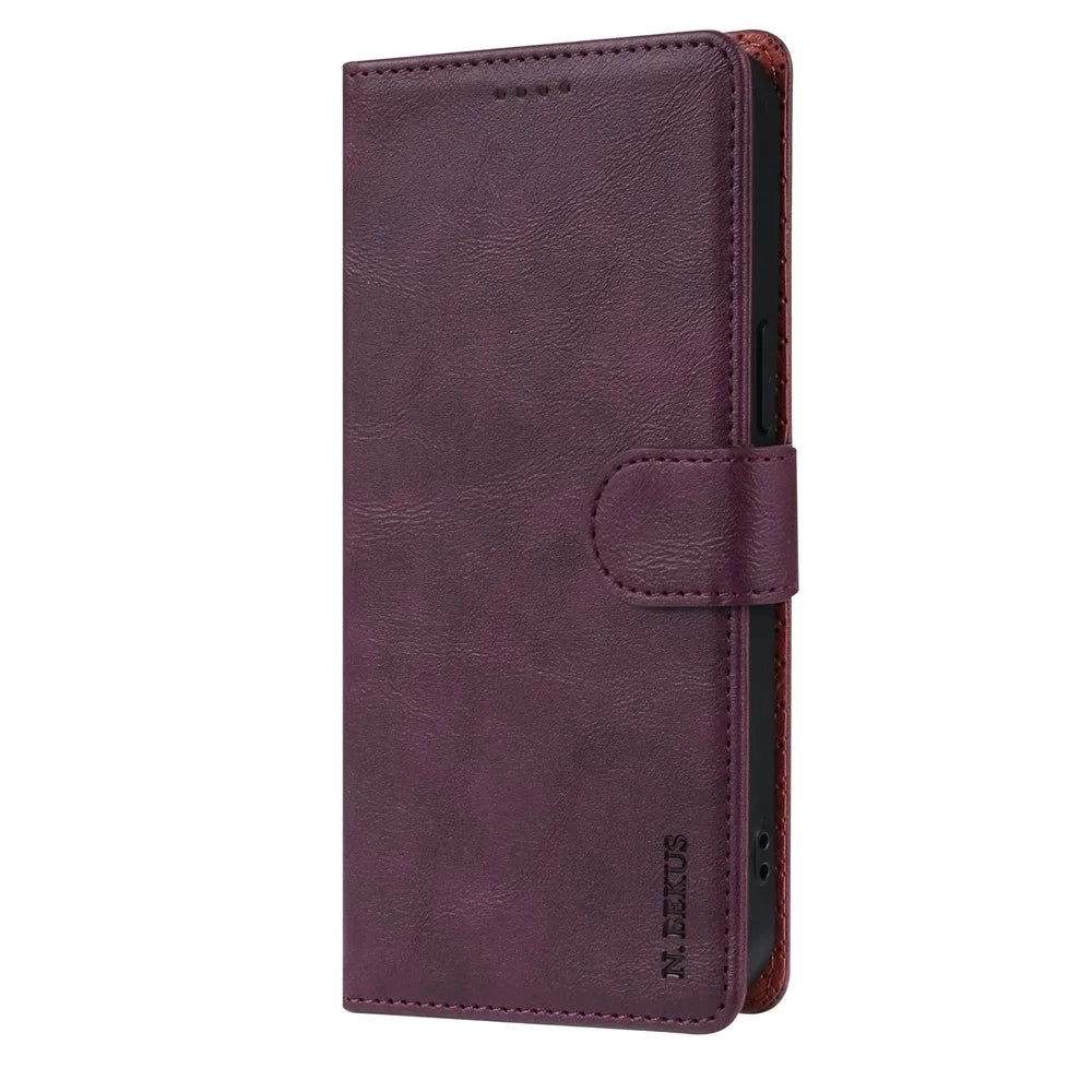 N.BEKUS CSJ-001 For iPhone 16 Pro Max Stand Case PU Leather Wallet Phone Cover - Wine Red - 6