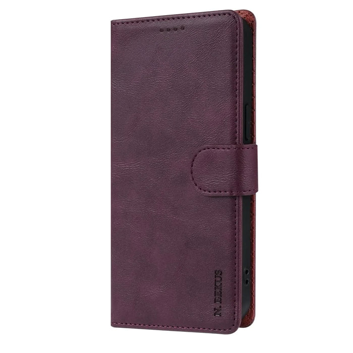 N.BEKUS CSJ-001 For iPhone 16 Pro Max Stand Case PU Leather Wallet Phone Cover - Wine Red - 6