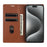 BKS-001 For iPhone 16 Pro Max Case PU Leather Phone Cover Magnetic Closure - Brown - 2