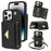 For iPhone 16 Pro Case Card Holder Leather+TPU Cell Phone Cover with Long Strap - Black - 1