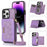 For iPhone 16 Pro Case Wallet RFID Blocking TPU Leather Phone Cover with Lanyard - Purple - 1