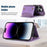 For iPhone 16 Pro Case Wallet RFID Blocking TPU Leather Phone Cover with Lanyard - Purple - 6