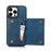 For iPhone 16 Pro Max Kickstand Case with Lanyard TPU Leather Wallet Phone Cover RFID Blocking - Blue - 2