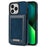 N.BEKUS For iPhone 16 Pro Max Card Slots Case RFID Blocking Leather+TPU Kickstand Phone Cover - Blue - 1