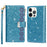 For iPhone 16 Pro Case Starry Sky Carving Leather Wallet Phone Cover - Blue - 1
