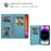 For iPhone 16 Pro Case Starry Sky Carving Leather Wallet Phone Cover - Blue - 5