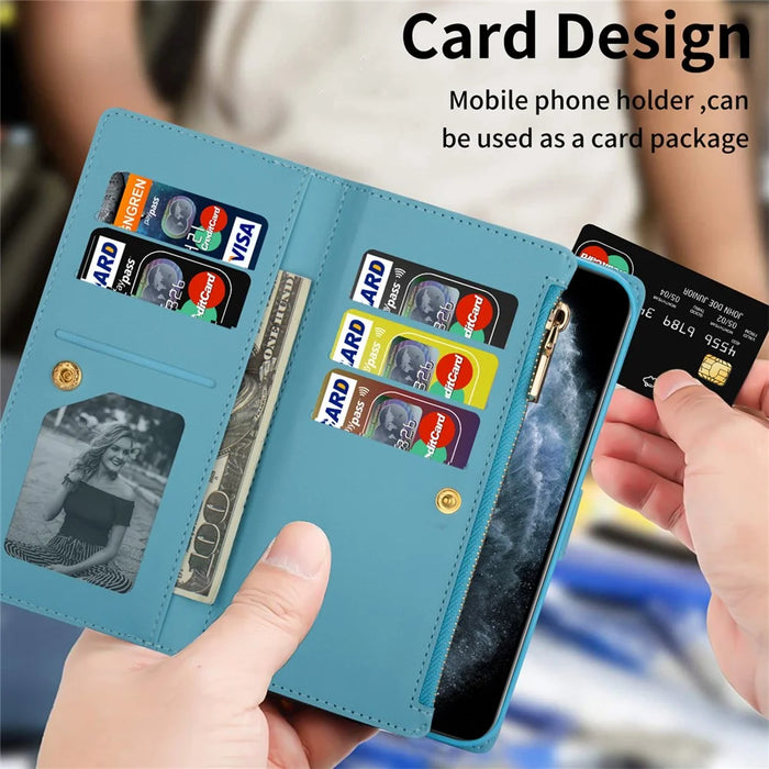 For iPhone 16 Pro Case Starry Sky Carving Leather Wallet Phone Cover - Blue - 7