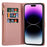For iPhone 16 Pro Max Case Leather Wallet Phone Cover Starry Sky Carving - Rose Gold - 2