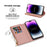 For iPhone 16 Pro Max Case Leather Wallet Phone Cover Starry Sky Carving - Rose Gold - 6