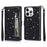 For iPhone 16 Pro Stand Case Glitter Phone Leather Cover Zipper Pocket - Black - 1