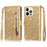 For iPhone 16 Pro Max Case Glitter Leather Stand Phone Cover Zipper Pocket - Gold - 1
