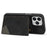 For iPhone 16 Pro Max Wallet Case Leather Phone Cover Line Imprinted Color Splicing - Black - 4