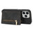 For iPhone 16 Pro Case Zipper Pocket Wallet Kickstand Phone Guard Cover - Black - 4