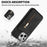For iPhone 16 Pro Case Zipper Pocket Wallet Kickstand Phone Guard Cover - Black - 6