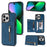 For iPhone 16 Pro Max Case Zipper Wallet Kickstand PU+TPU Phone Cover - Blue - 1