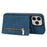 For iPhone 16 Pro Max Case Zipper Wallet Kickstand PU+TPU Phone Cover - Blue - 4