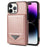 N.BEKUS For iPhone 16 Pro Case Leather+TPU Kickstand Phone Cover with Card Holder - Pink - 1