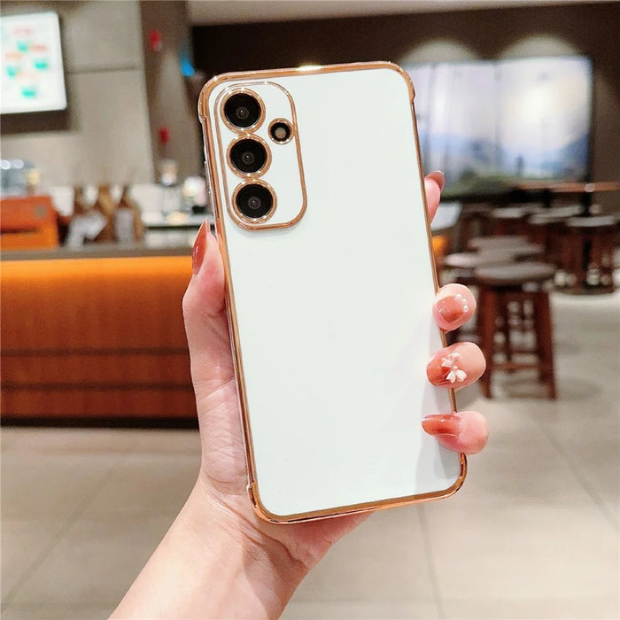 For Samsung Galaxy A55 5G Case Electroplated Design Soft TPU Phone Cover - Ivory White - 1
