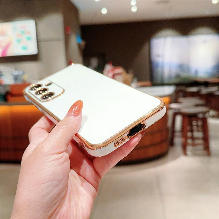 For Samsung Galaxy A55 5G Case Electroplated Design Soft TPU Phone Cover - Ivory White - 5