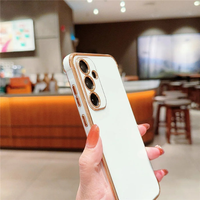 For Samsung Galaxy A55 5G Case Electroplated Design Soft TPU Phone Cover - Ivory White - 6