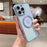 For iPhone 16 Pro Magnetic Case TPU Gradient Electroplated Phone Cover - Colorful Blue - 1