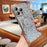 For iPhone 16 Pro Max Case Compatible with MagSafe TPU Phone Cover Glitter Leopard Print Pattern - Silver - 1
