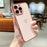 For iPhone 16 Pro Max Case Love Heart Pattern TPU Phone Cover Electroplating Edge - Pink - 1