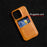 For iPhone 16 Pro Max Case Dual Card Slots Leather Coated PC Hard Phone Cover - Orange - 2