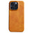 For iPhone 16 Pro Max Case Calf Texture PU Leather Coated PC Phone Cover - Orange - 1